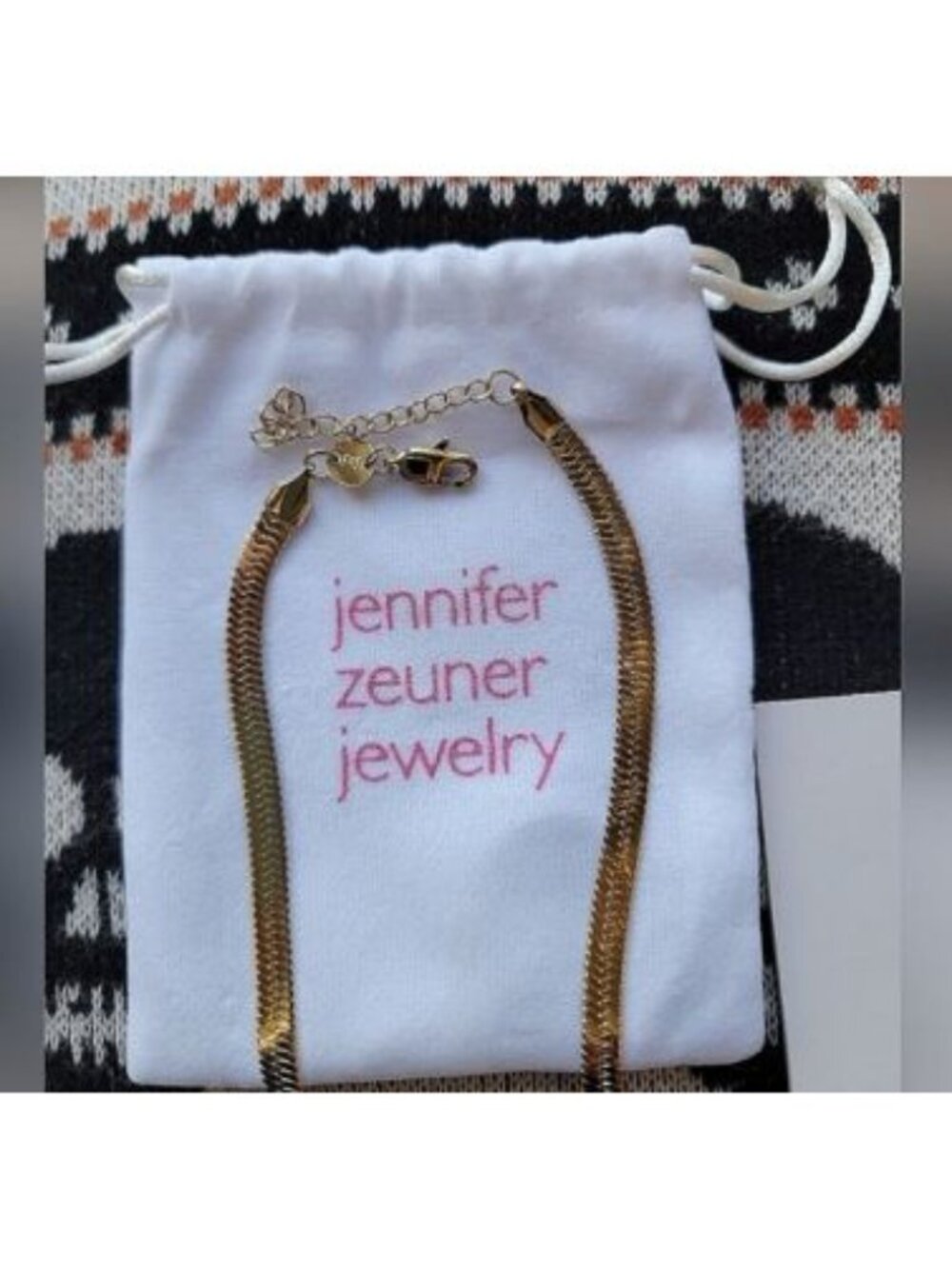 Jennifer Zeuner Hamilton 14K Gold Plated Herringbone Chain Necklace Choker NWT - Picture 13 of 14